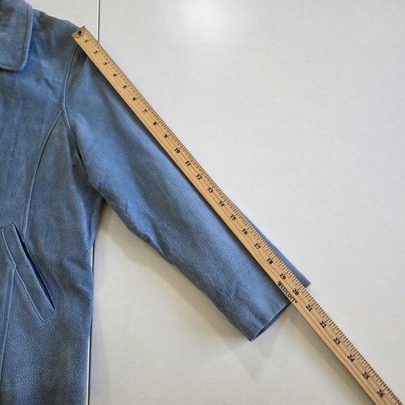 Wilsons Leather Kids Jacket Youth Girls XL Womens S/M Blue  Leather LS Lined VTG - Picture 6 of 16